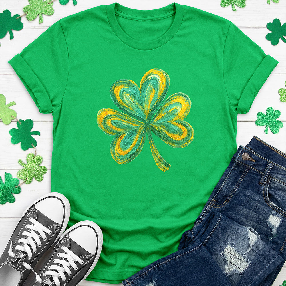 Green & Yellow Painted Shamrock T-Shirt