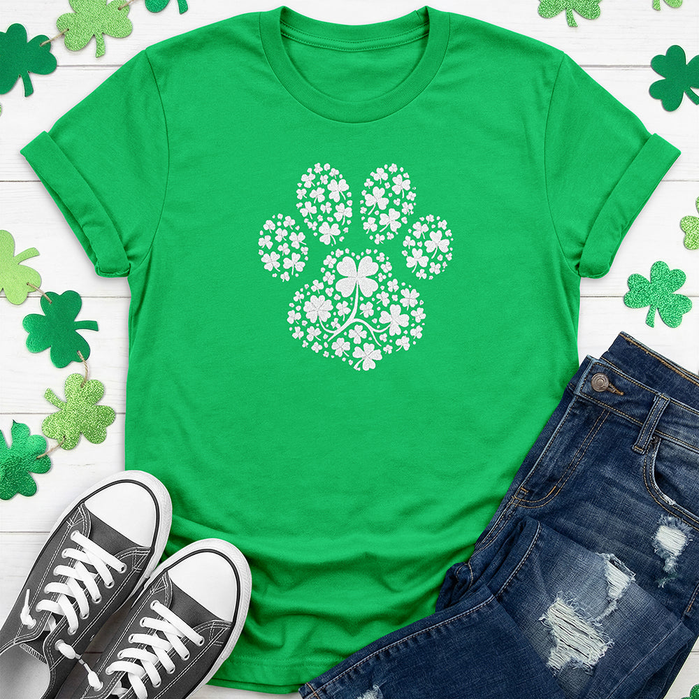 Doggy Shamrock Paw Print T-Shirt