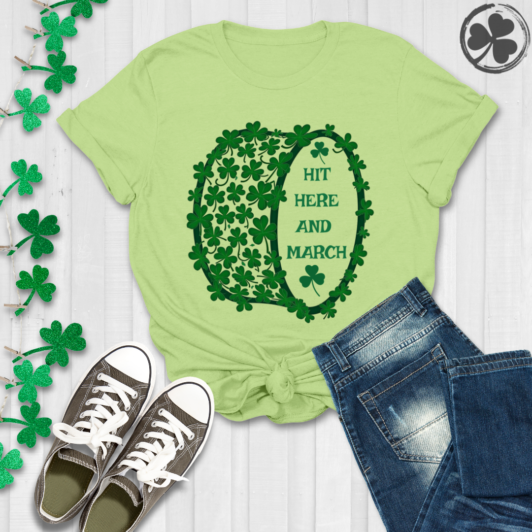 St. Patrick's Day Marching Drum - Hit Here and March T-Shirt