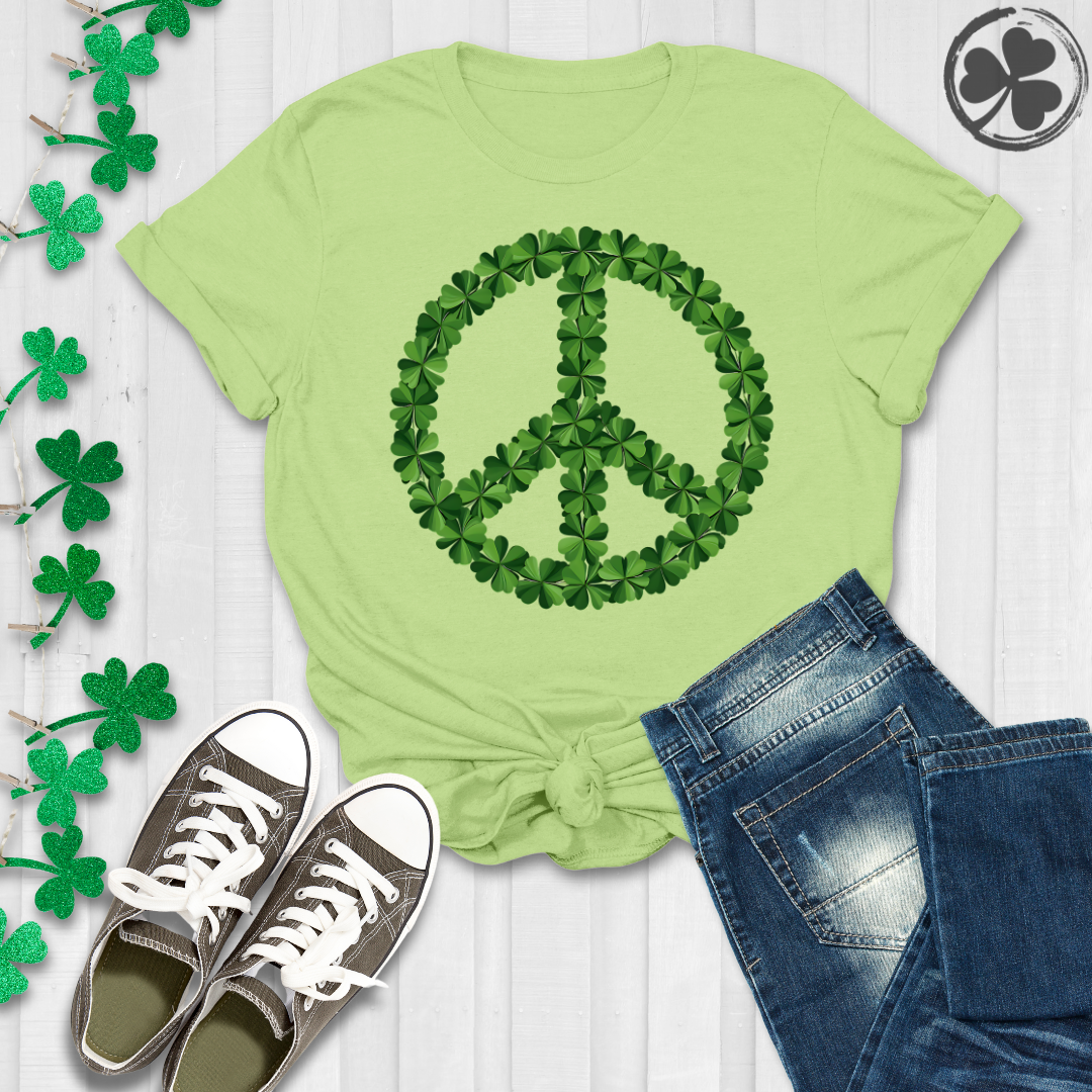 Shamrock Clover Peace Sign T-Shirt