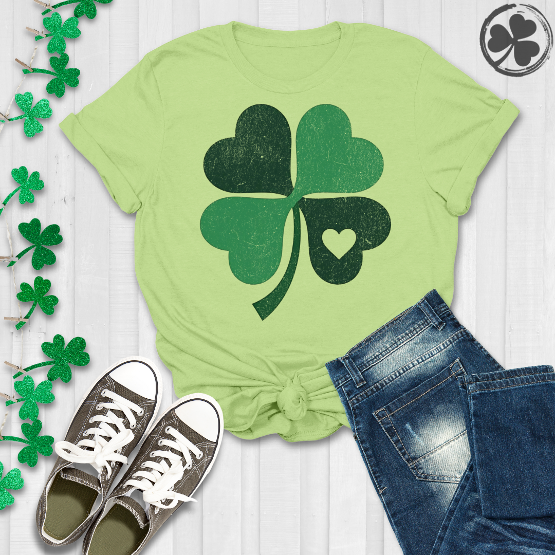 St. Patrick's Day Clover Heart Leaf T-Shirt