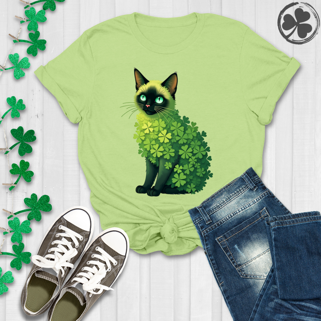 Shamrock Siamese Cat T-Shirt