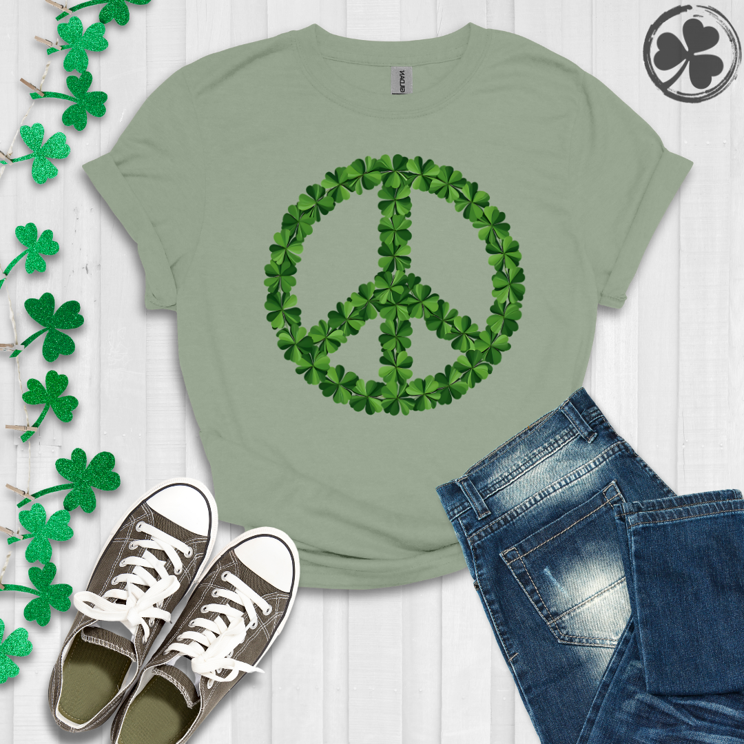 Shamrock Clover Peace Sign T-Shirt