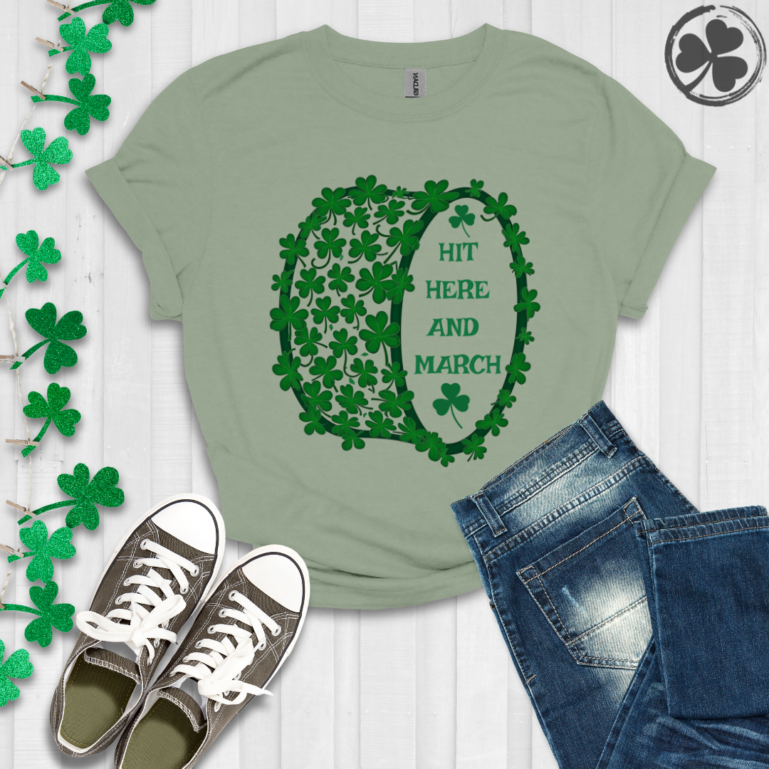 St. Patrick's Day Marching Drum - Hit Here and March T-Shirt