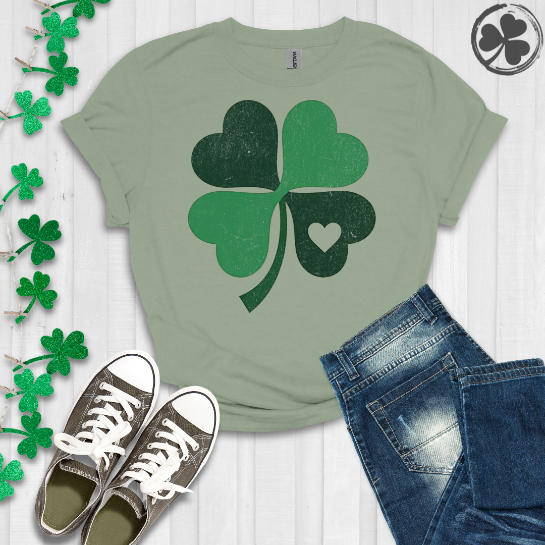 St. Patrick's Day Clover Heart Leaf T-Shirt