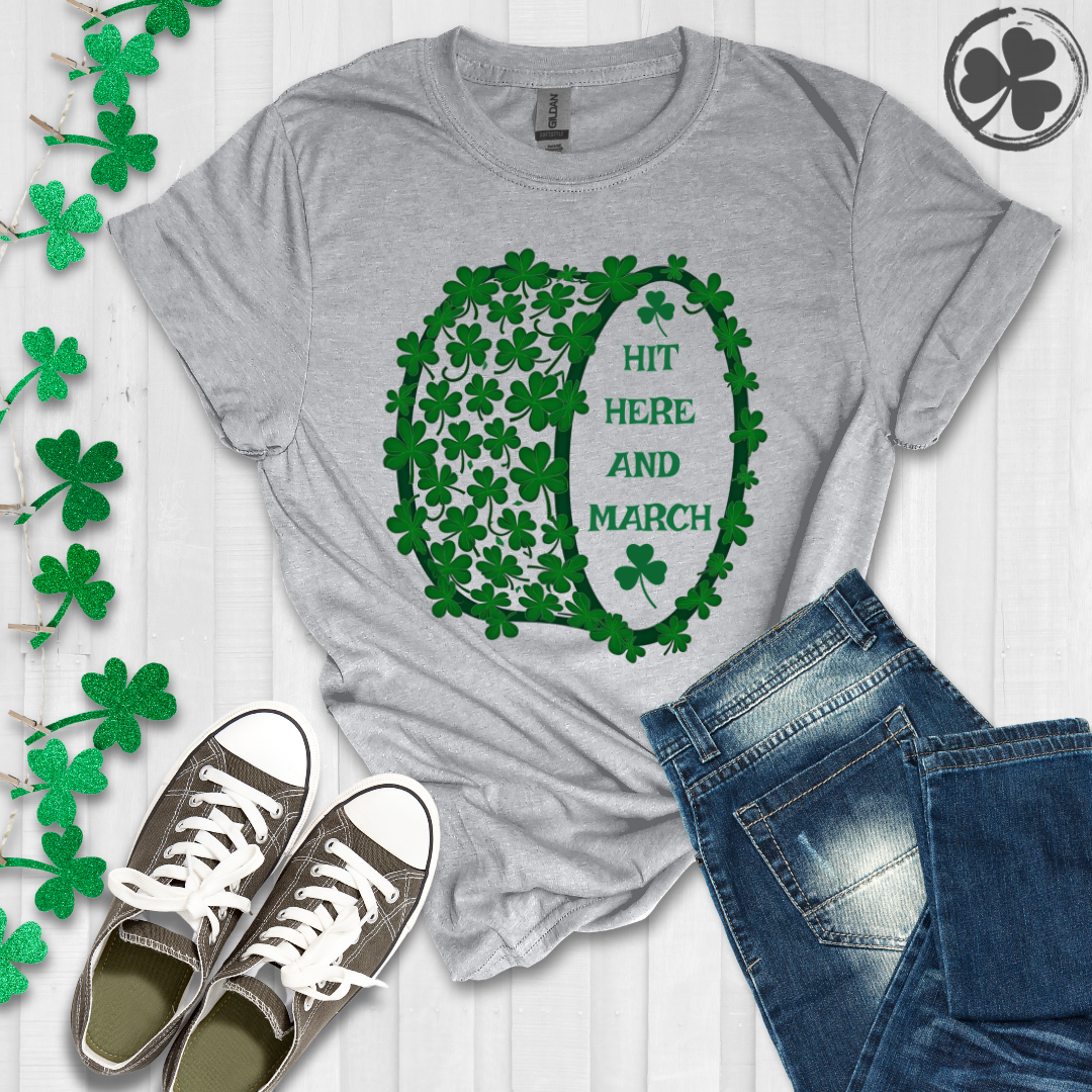St. Patrick's Day Marching Drum - Hit Here and March T-Shirt