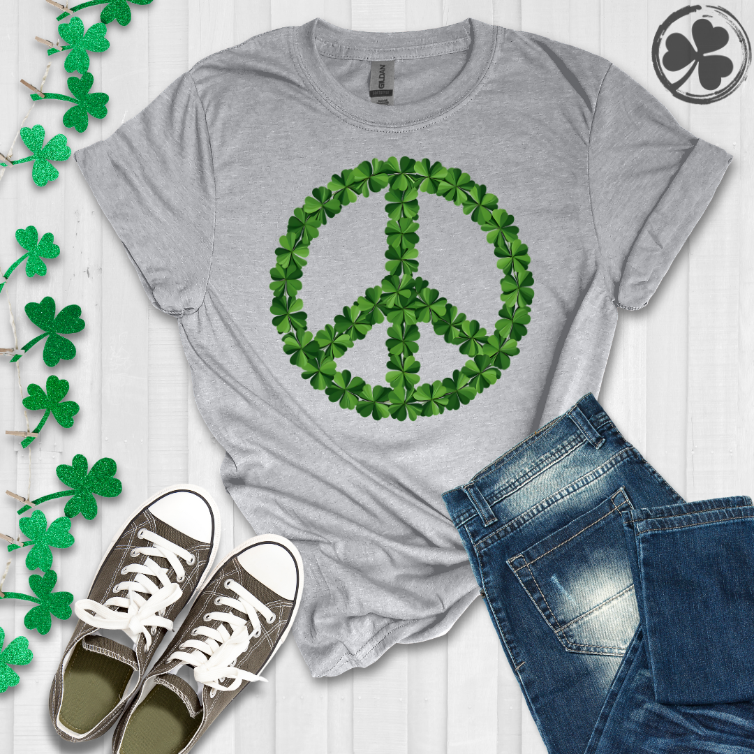 Shamrock Clover Peace Sign T-Shirt