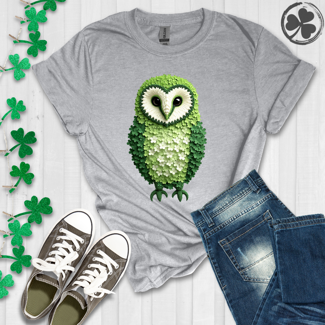 Irish Barn Owl Shamrock T-Shirt
