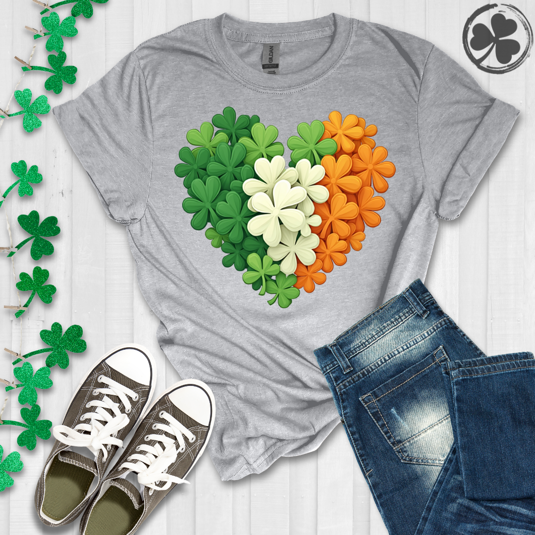 Irish Leafy Clover Heart T-Shirt