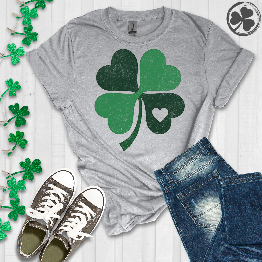 St. Patrick's Day Clover Heart Leaf T-Shirt