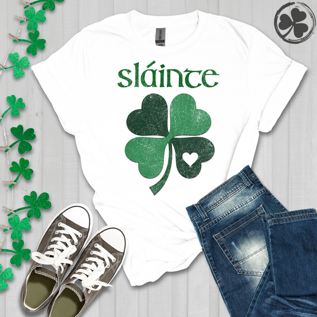 St. Patrick's Day Sláinte Clover Heart T-Shirt
