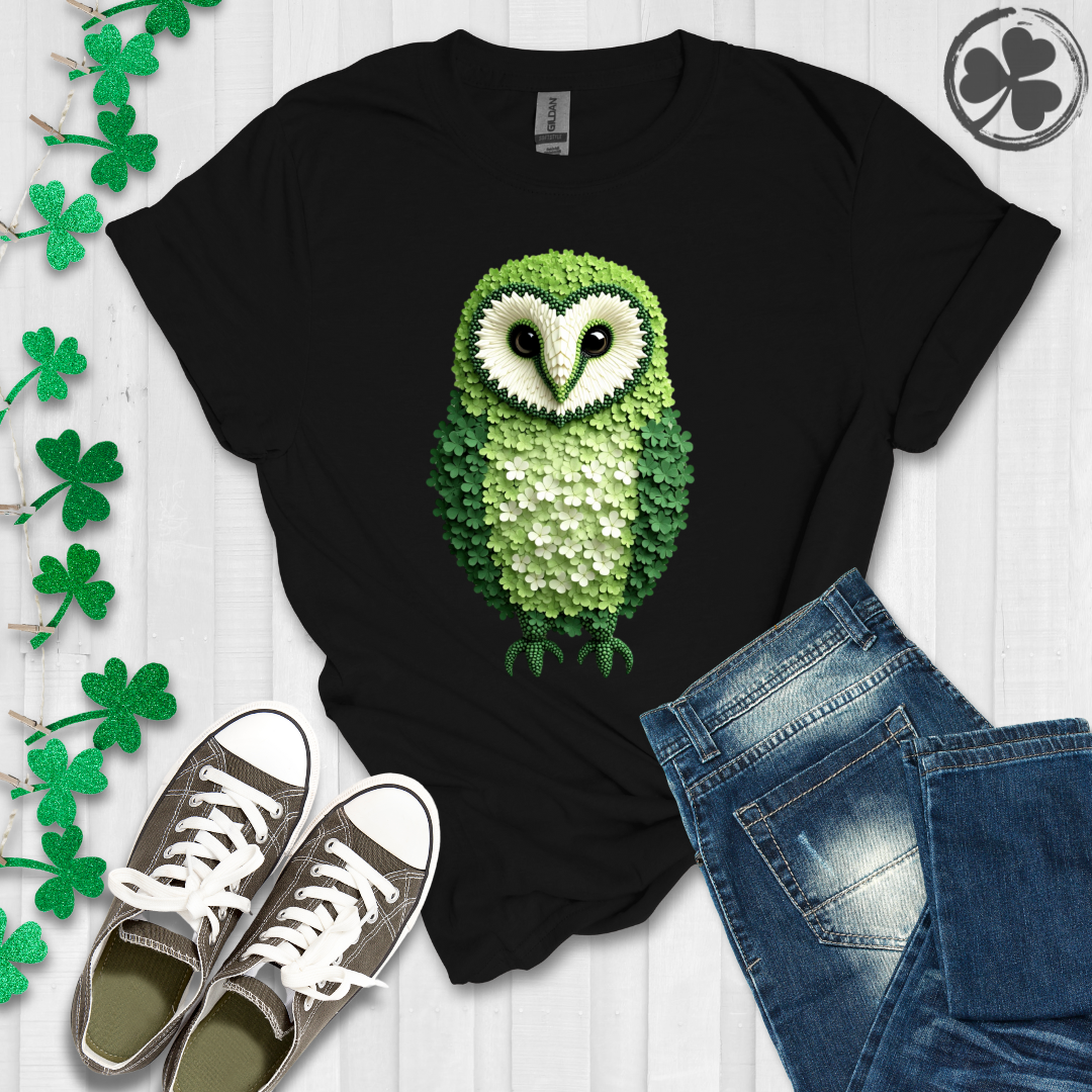 Irish Barn Owl Shamrock T-Shirt