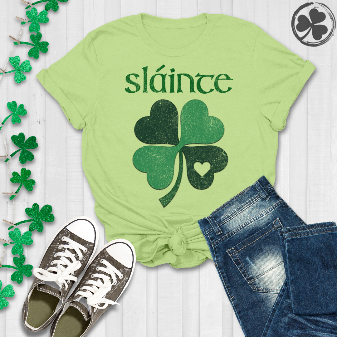 St. Patrick's Day Sláinte Clover Heart T-Shirt