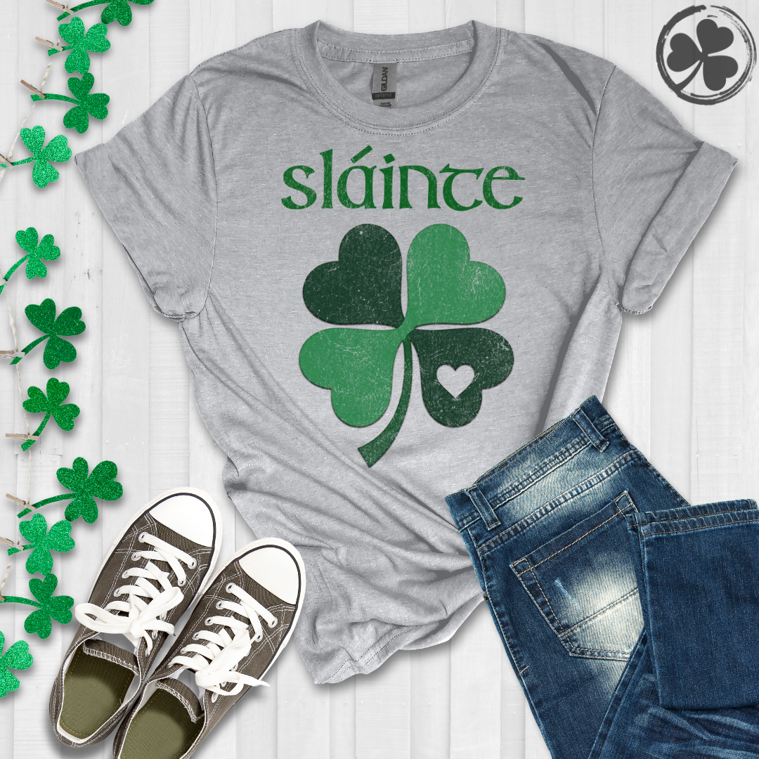 St. Patrick's Day Sláinte Clover Heart T-Shirt